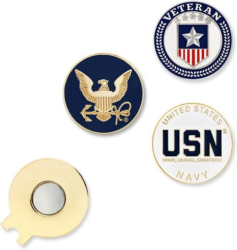 PinMart’s Officially Licensed United States Veteran 3 Pack Magnetic Ball Markers and Hat Clip - Golf Accessories for Men and Women - Ball Markers and Hat Clip with Magnet for Golf Hats in Saudi Arabia