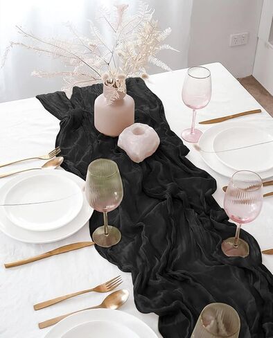 12 حزمة Burgundy Table Table Runner ، 10ft Cheesecective Table Runner Long Romantic Semi Shier Rustic Boho Gauze Table Runners for Wedder in Kuwait