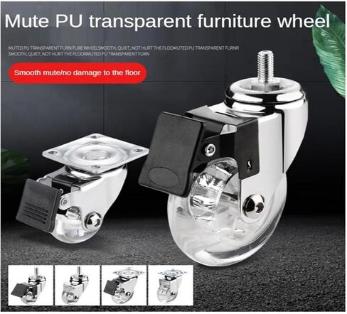 (Pack of 4) 4-inch Transparent Wheel Furniture Display Cabinet Silent Rubber Universal Pulley Steering Caster(B) in Saudi Arabia