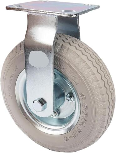 1 Pack Heavy Duty 8 Inch Galvanized PU Foam Fixed Wheels Solid Gray Rubber Casters Inflatable Push-Free in Saudi Arabia
