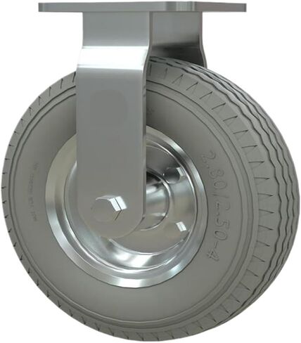 1 Pack Heavy Duty 8 Inch Galvanized PU Foam Fixed Wheels Solid Gray Rubber Casters Inflatable Push-Free in Saudi Arabia