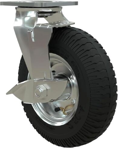 1 Pack Heavy Duty 8 Inch Inflatable Rubber Casters with Brakes Hotel Service Garage Entrance Trolley Luggage Trolley Wheels Universal in Saudi Arabia