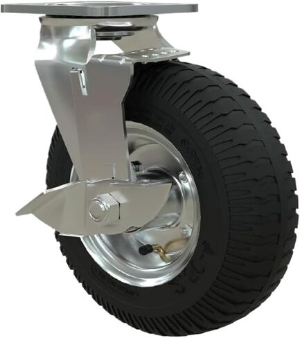 1 Pack Heavy Duty 8 Inch Inflatable Rubber Casters with Brakes Hotel Service Garage Entrance Trolley Luggage Trolley Wheels Universal in Saudi Arabia