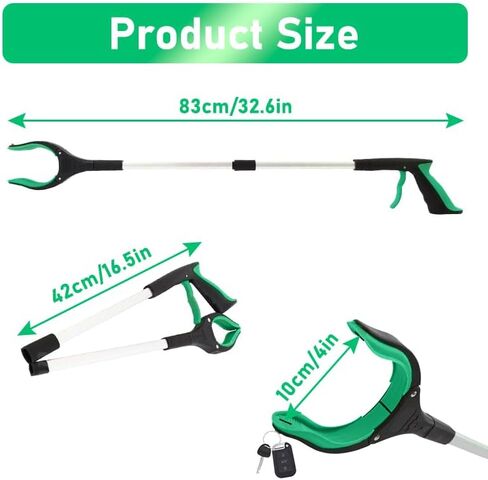 32" Grabber Reacher Tool, Foldable Reacher Grabber Pickup Tool with 360° Rotating Jaw & Magnet, Heavy Duty Pick Up Stick Grabbers for Seniors, Lightweight Grabbers in Saudi Arabia
