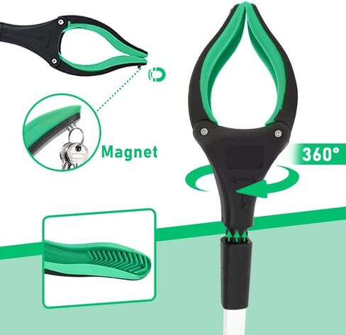 32" Grabber Reacher Tool, Foldable Reacher Grabber Pickup Tool with 360° Rotating Jaw & Magnet, Heavy Duty Pick Up Stick Grabbers for Seniors, Lightweight Grabbers in Saudi Arabia