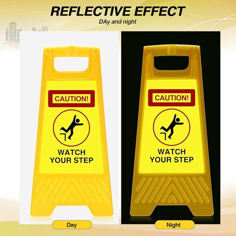 FUUTREO 2 Pack Pack Tainate شاهد علامات الخطوة العاكسة 24 × 11.8 بوصة على الوجهين مراقبة علامة طي الخطوة على الساحة المنزلية في الهواء الطلق ، مقاوم للماء ، مقاوم للطقس ومقاوم (أصفر) (أصفر) in Saudi Arabia