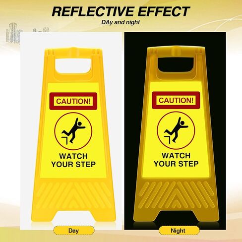 FUUTREO 2 Pack Pack Tainate شاهد علامات الخطوة العاكسة 24 × 11.8 بوصة على الوجهين مراقبة علامة طي الخطوة على الساحة المنزلية في الهواء الطلق ، مقاوم للماء ، مقاوم للطقس ومقاوم (أصفر) (أصفر) in Saudi Arabia