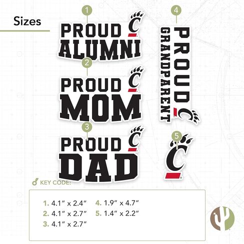 Desert Cactus University of Cincinnati Sticker Bearcats UC Vinyl Scal Lacal Laptop Water Bottle Scrapbook (Family Full Sheet) in Kuwait