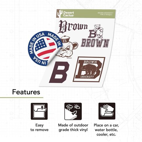 Desert Cactus Brown University Sticker Bears Vinyl Decals Laptop Water Bottle Car Type 2 (T2 Vintage 1) in Saudi Arabia