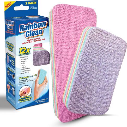 Multilayered Microfiber Cleaning Pads – 2 Pack of Ultra-Absorbent, Reusable for Wet or Dry Use, Ideal for Blinds, Kitchen, Home Surfaces – 12 Tearable Layers for Cleaning - Combo in Saudi Arabia