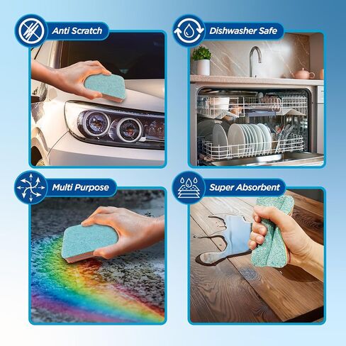 Multilayered Microfiber Cleaning Pads – 2 Pack of Ultra-Absorbent, Reusable for Wet or Dry Use, Ideal for Blinds, Kitchen, Home Surfaces – 12 Tearable Layers for Cleaning - Combo in Saudi Arabia