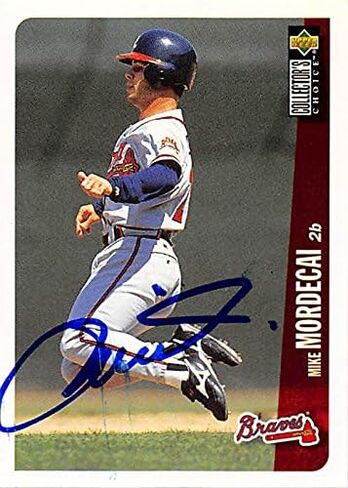 190472 Atlanta Braves Ft 1996 Upper Deck No. 456 Mike Mordecai Autographed Baseball Card in Saudi Arabia