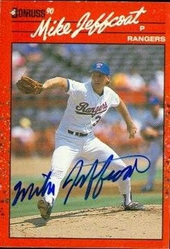 مستودع توقيعه 48832 Mike Jeffcoat موقعة بطاقة البيسبول Texas Rangers 1990 Donruss No .521 in Kuwait