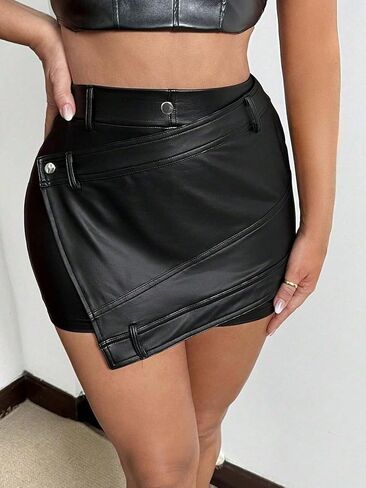 Faux Leather Shorts for Women Sexy High Waisted PU Micro Mini Short Stretchy Bodycon Party Pleather Skorts Hot Pants in Kuwait