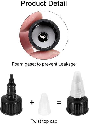 meccanixity 30 pack toft top cap 20/410 Black Dispensing Squeeze Bettles Caps للحرف اليدوية والفنون والغراء والسوائل in Saudi Arabia