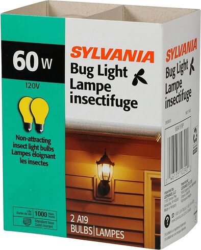 Sylvania A19 لمبة متوسطة ، قاعدة متوسطة ، ضوء الأخطاء الأصفر ، 60W ، 2850 كيلو ، 2 عبوة in Saudi Arabia