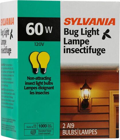 Sylvania A19 لمبة متوسطة ، قاعدة متوسطة ، ضوء الأخطاء الأصفر ، 60W ، 2850 كيلو ، 2 عبوة in Saudi Arabia