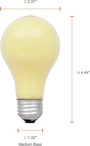 Sylvania A19 لمبة متوسطة ، قاعدة متوسطة ، ضوء الأخطاء الأصفر ، 60W ، 2850 كيلو ، 2 عبوة in Saudi Arabia