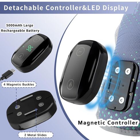 Heated Shoulder Wrap with Massage, Cordless Shoulder Heating Pad with Removable Controller, Heated Shoulders Brace Massager with 3 Vibration & 6 Heat Levels, Heating Pad for Neck Shoulders Relieve in Kuwait