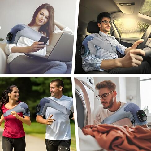 Heated Shoulder Wrap with Massage, Cordless Shoulder Heating Pad with Removable Controller, Heated Shoulders Brace Massager with 3 Vibration & 6 Heat Levels, Heating Pad for Neck Shoulders Relieve in Kuwait