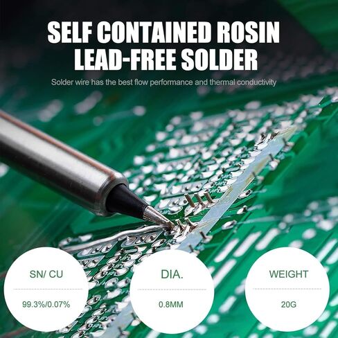 سلك اللحام الخالي من الرصاص ، سلك لحام 0.8 ملم مع محتوى Rosin Core Solder 20G 2.2 ٪ من الذبابة SN99.3-PB0.7 لحام إلكتروني أفضل لحام كهربائي للإلكترونيات in Saudi Arabia