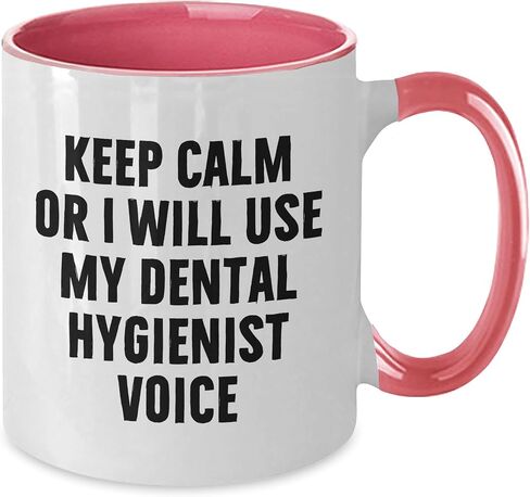 Dental Hygienist Gifts from Friends, Unique Keep Calm Or I Will Use My Dental Hygienist Voice Two Tone Coffee Mugs for Graduation in Saudi Arabia