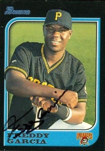 Autograph Warehouse 46555 Freddy Garcia Autographed Baseball Card Pittsburgh Pirates 1997 Bowman No .135 in Saudi Arabia