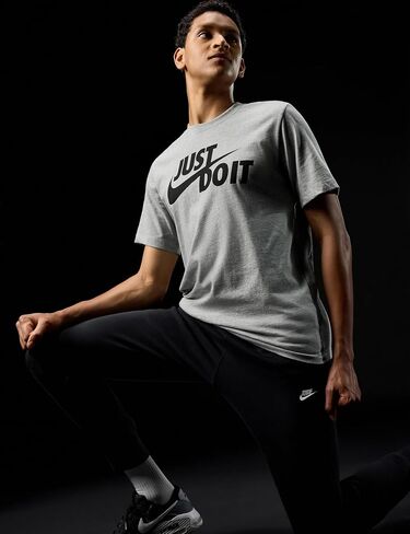 Nike Men's Sportswear Tee Just Do It Swoosh, Black/White, XL-T in Saudi Arabia