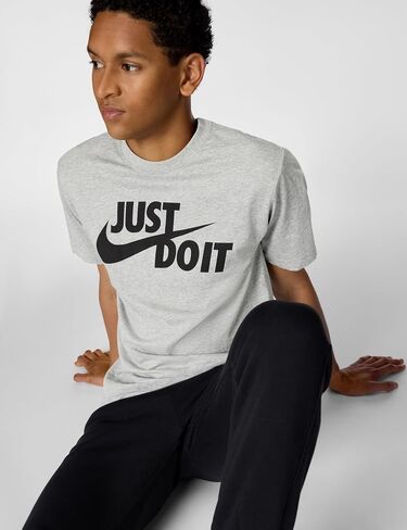 Nike Men's Sportswear Tee Just Do It Swoosh, Black/White, XL-T in Saudi Arabia