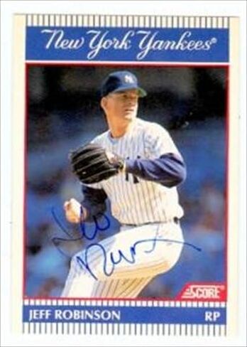 مستودع توقيعه 42462 Jeff Robinson Card Baseball Card New York Yankees 1990 Pinstripes رقم 23 in Saudi Arabia