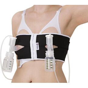 Snugabell PumpEase Hands-Free Breast Pumping Bra - Adjustable Spandex Bustier Supports 2 Breast Pumping Bottles in Saudi Arabia