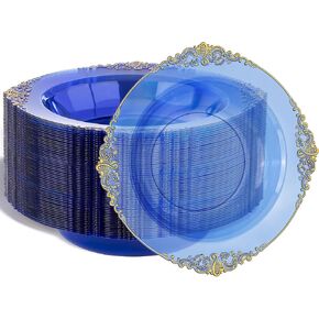 Nervure 50 Pack Plans Plans Bowls with Gold Rim - 12oz الأوعية الحساء التي يمكن التخلص منها - وعاء حلوى شاق ، وعاء السلطة مثالي لحفلات الزفاف والحفلات وعيد الأب والاستخدام اليومي in Kuwait