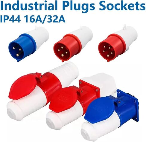 1pcs 16A/32A Industrial Plug and Socket Waterproof Connector 3PIN 4PIN 5PIN IP44 Waterproof Electrical Connection Wall Mount Socket(Panel Mounted Socket,32A-4P) in Saudi Arabia