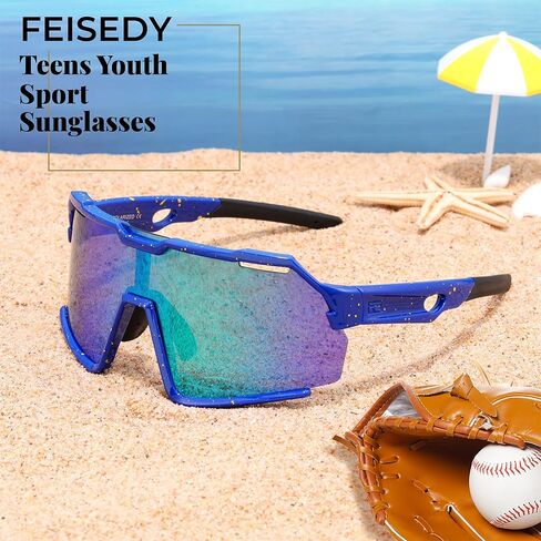 FEISEDY Polarized Kids Sunglasses Youth Sports Cycling Shades,UV400 Protection For Teens Baseball Tennis Sunglasses B0092 in Kuwait