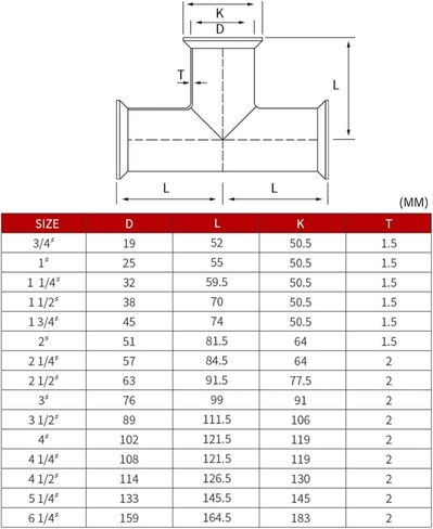 Triple Clamp Tee 3 Way 304 Stainless Steel Hose Pipe Fitting Connector for Pipeline Sturdy Leak Proof High Pressure Water Distribution System (63) in Saudi Arabia