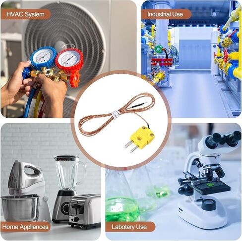 meccanixity 2pcs k type thermocouple mini connector progple sensor ، 10 fts masse range -50c-482c (-58f-899.6f) for hotelyser ، 0.255mm OD in Saudi Arabia