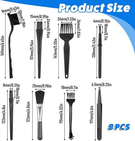 8PCS Keyboard Brush with PP Handle, Nylon Anti Static Brushes Small Portable Keyboard Cleaning Brushes Kit Electronic Dust Cleaning Brush for Computer Laptop Keyboard Phone Camera in Saudi Arabia