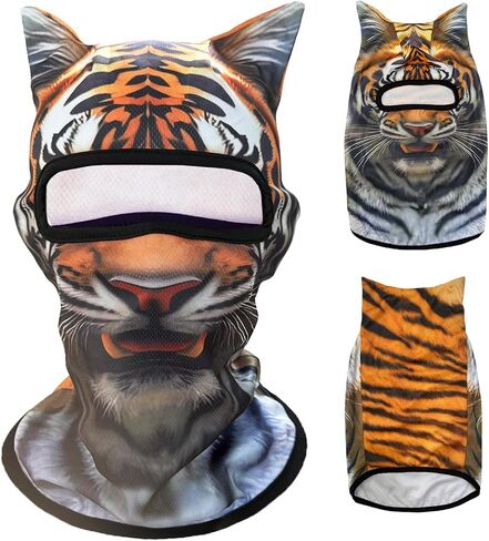 3D Tiger Animal Ski Balaclava Sheisty Face Mask with ars for music festivals raves ki alloween party party activity ideval in Saudi Arabia