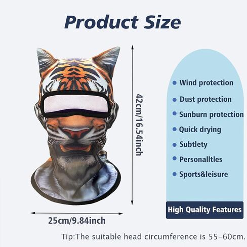 3D Tiger Animal Ski Balaclava Sheisty Face Mask with ars for music festivals raves ki alloween party party activity ideval in Saudi Arabia