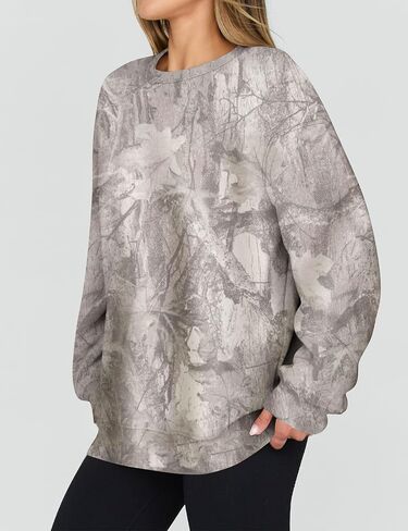 Womens Camo Sweatshirts Oversized Fleece Maple Leaf Pullover Casual Long Sleeve Tops 2025 Fall Fashion Outfits Clothes in Saudi Arabia