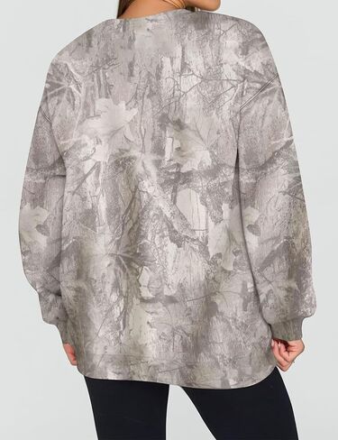Womens Camo Sweatshirts Oversized Fleece Maple Leaf Pullover Casual Long Sleeve Tops 2025 Fall Fashion Outfits Clothes in Saudi Arabia
