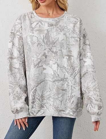 Womens Camo Sweatshirts Oversized Fleece Maple Leaf Pullover Casual Long Sleeve Tops 2025 Fall Fashion Outfits Clothes in Saudi Arabia