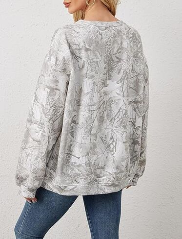 Womens Camo Sweatshirts Oversized Fleece Maple Leaf Pullover Casual Long Sleeve Tops 2025 Fall Fashion Outfits Clothes in Saudi Arabia