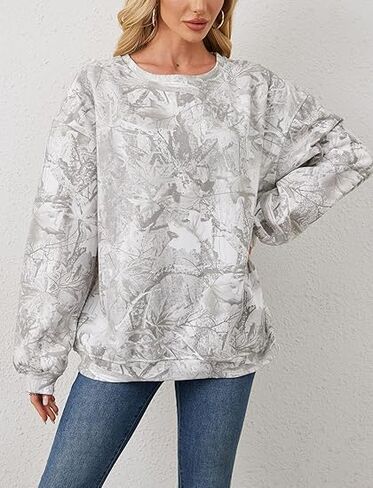 Womens Camo Sweatshirts Oversized Fleece Maple Leaf Pullover Casual Long Sleeve Tops 2025 Fall Fashion Outfits Clothes in Saudi Arabia
