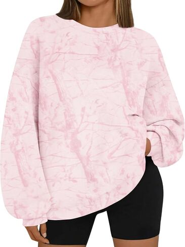 Womens Camo Sweatshirts Oversized Fleece Maple Leaf Pullover Casual Long Sleeve Tops 2025 Fall Fashion Outfits Clothes in Saudi Arabia