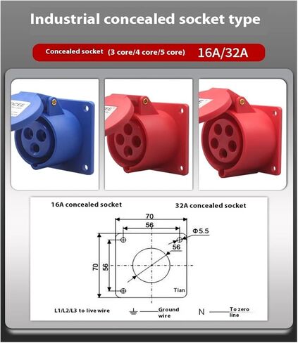 220v Industrial Plug 16A/32A Waterproof and Docking Socket Connector 3-core 4-core 5-core(Connector,16A-4P) in Saudi Arabia