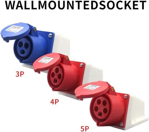 Industrial Plug and Socket 5pin 3core 3P/4P/5P Electrical Connector 16A 32A IP44 Wall Mounted Socket 220V 380V 415V(Coupler,16A-5P) in Saudi Arabia