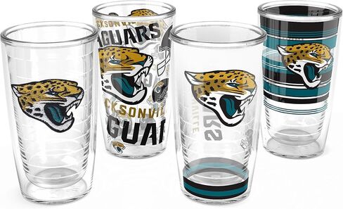 Tervis NFL Jacksonville Jaguars - Assorted Made in USA Double Walled Insulated Tumbler Travel Cup Keeps Drinks Cold & Hot, 16oz 4pk, Classic in Kuwait