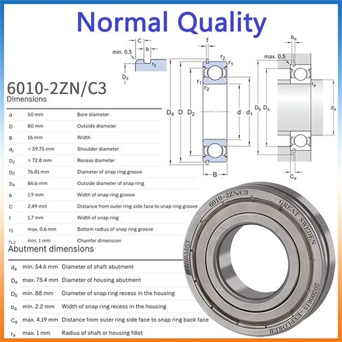 1Pcs Bearing 6010 6010-2RS 6010-2Z 6010-2ZN 6010NR 6010-2RSNR Deep Groove Ball Bearing(6010C3) in Saudi Arabia