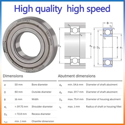 1Pcs Bearing 6010 6010-2RS 6010-2Z 6010-2ZN 6010NR 6010-2RSNR Deep Groove Ball Bearing(6010C3) in Saudi Arabia